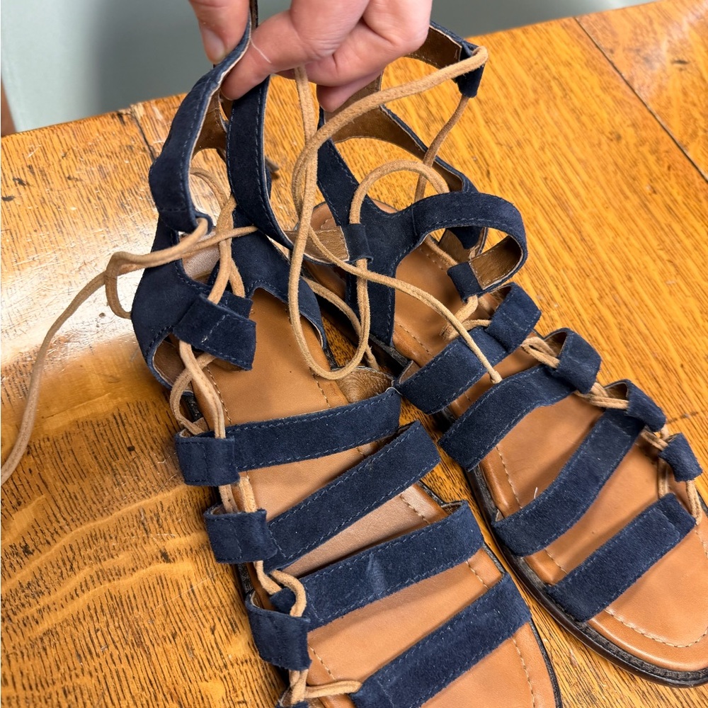Frye Navy Suede Lace-Up Gladiator Sandals Size 7.5